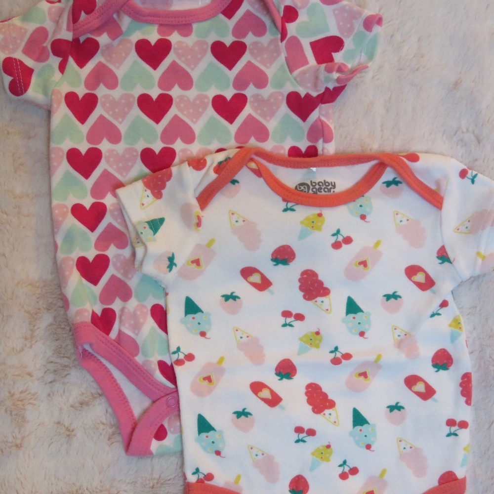 SET OF 2 - babyGEAR - GIRLS' ONESIES - 3/6 MOS.